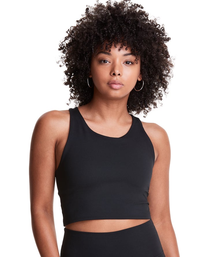 Champion Womens Tank Tops NZ - Soft Touch Crop Black ( 2843-EYWMD )